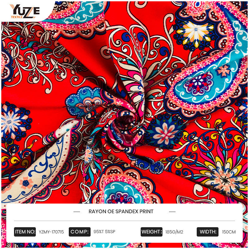 Yzmy-170715 Rayon OE Spandex Stampa