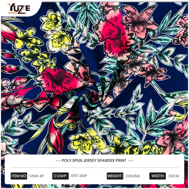 YZS18-417 Poly Spun Jersey Spandex Stampa