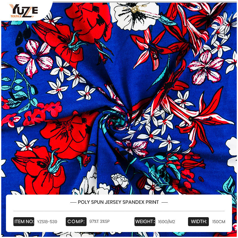 YZS18-539 Poly Spense Jersey Spandex Stampa
